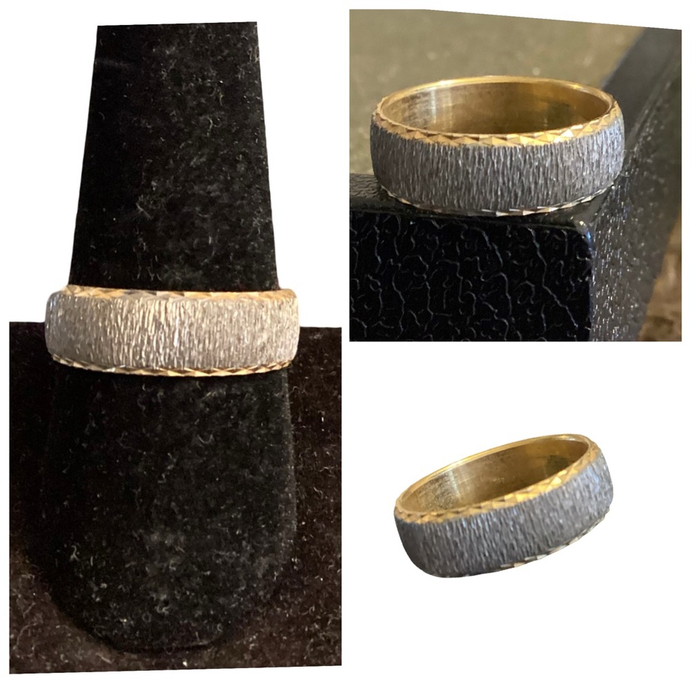 🍁 Brass and Silver Textured Ring Size 10